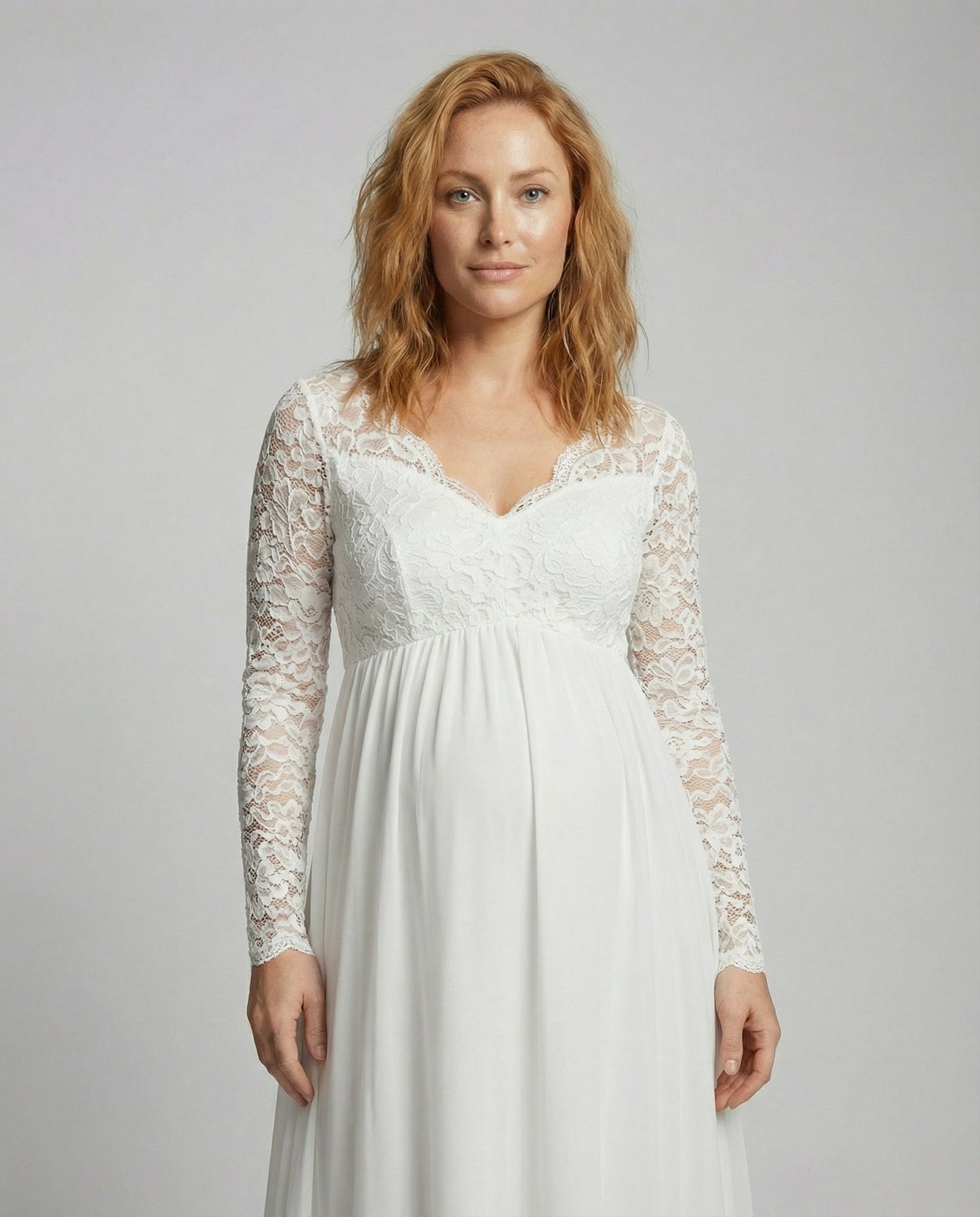 Elegantes Damen Maxikleid Spitze Schwangerenkleid