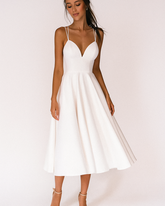 Damen Träger Midi Kleid Hochzeitsgäste - Eveloria