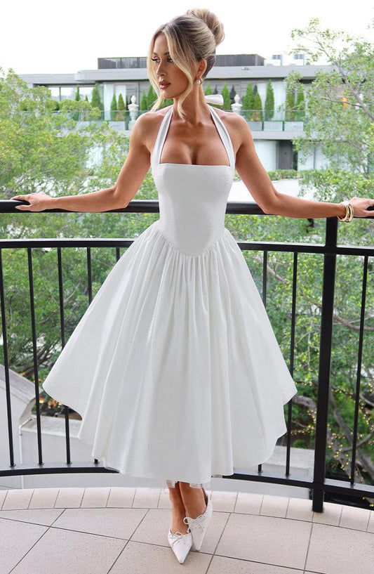 Damen Halter Midi Kleid Hochzeitsgäste Lydia - Eveloria