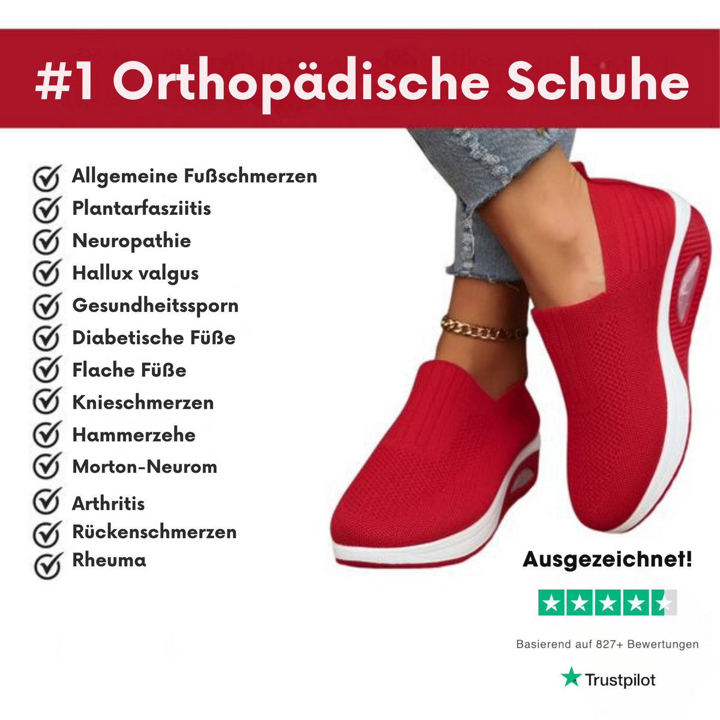 Eveloria Damen Orthopädische Schuhe Schmerzlinderung