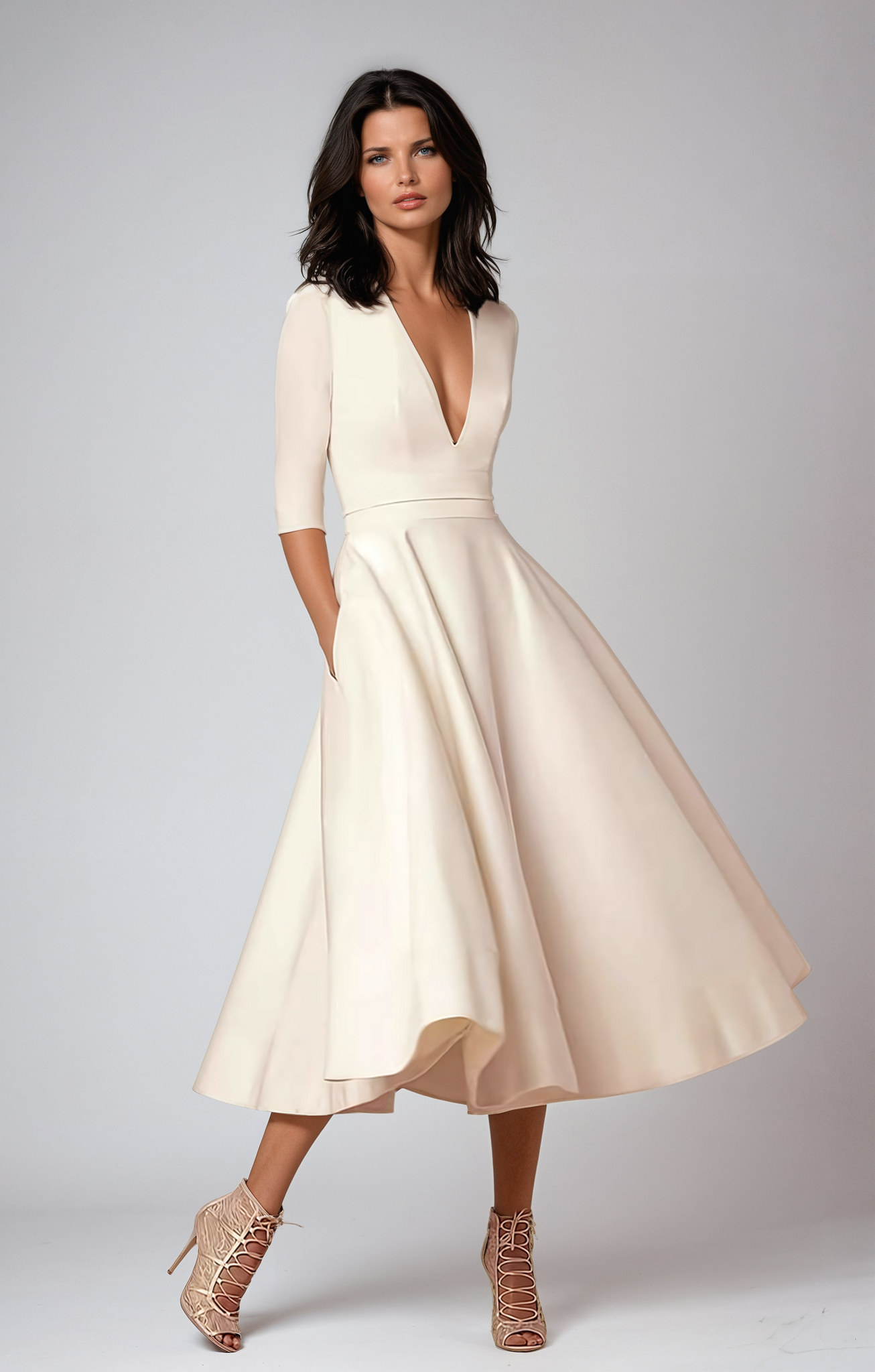 Damen Midi Kleid Glockenförmig für Hochzeitsgäste - Eveloria
