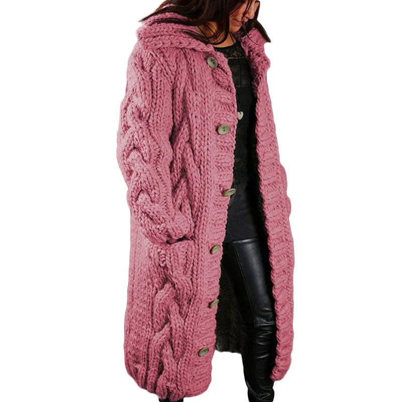 Eveloria Damen Strickjacke Dicke Wolle Beige - Eveloria