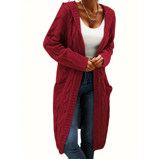 Damen Cardigan Lang Strickjacke Mit Taschen - Eveloria
