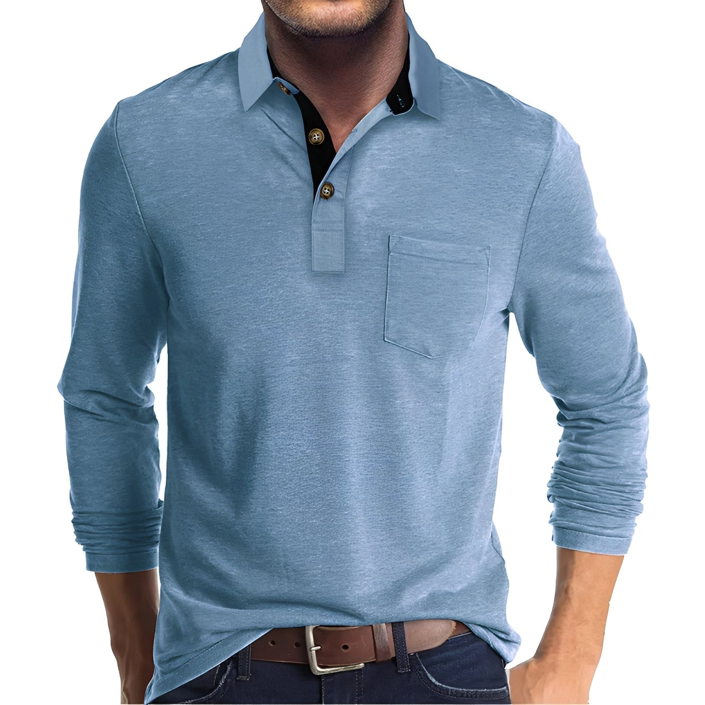 Herren Langarm-Poloshirt Komfortabel Vielseitig - Eveloria