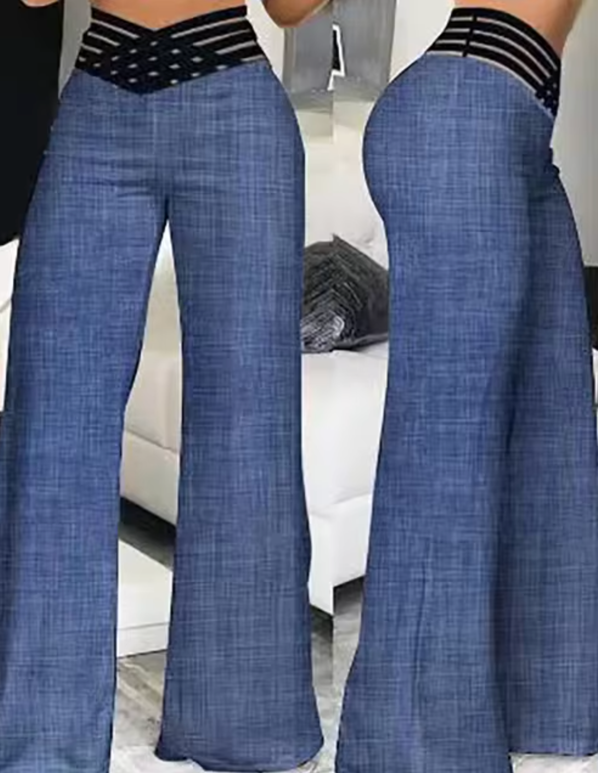 Eveloria Damen Flachbundhose Hochtailliert Überkreuzte Beine