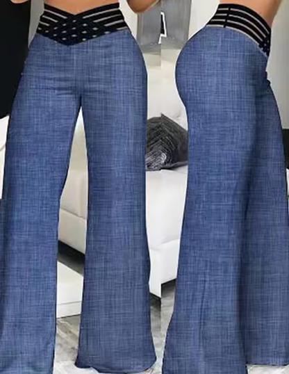Eveloria Damen Flachbundhose Hochtailliert Überkreuzte Beine
