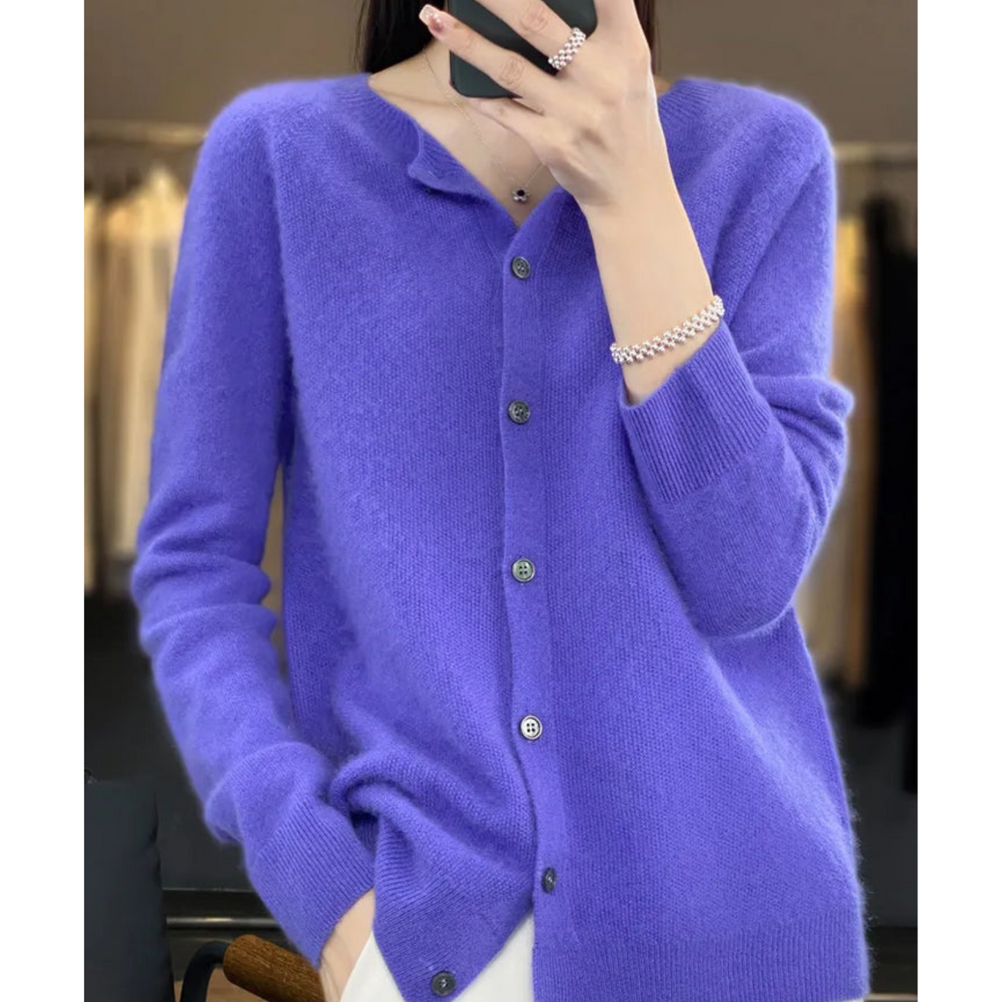 Damen Strickjacke Klassische Knopfleiste