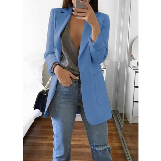 Damen Doppelreihiger Blazer Bürooutfit mit Druck - Eveloria