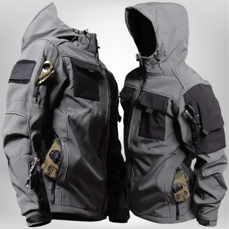 Herren Winterjacke Kapuze Winddicht Wasserabweisend Schwarz - Eveloria