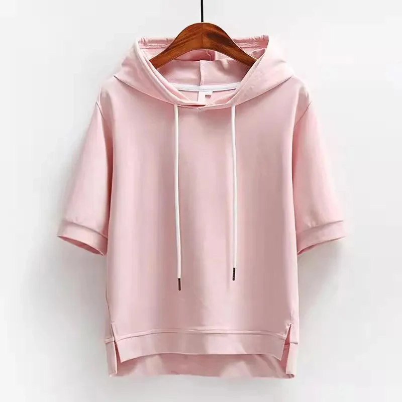 Herren Kurzarm Kapuzenpullover Baumwolle Bequem Grau - Eveloria