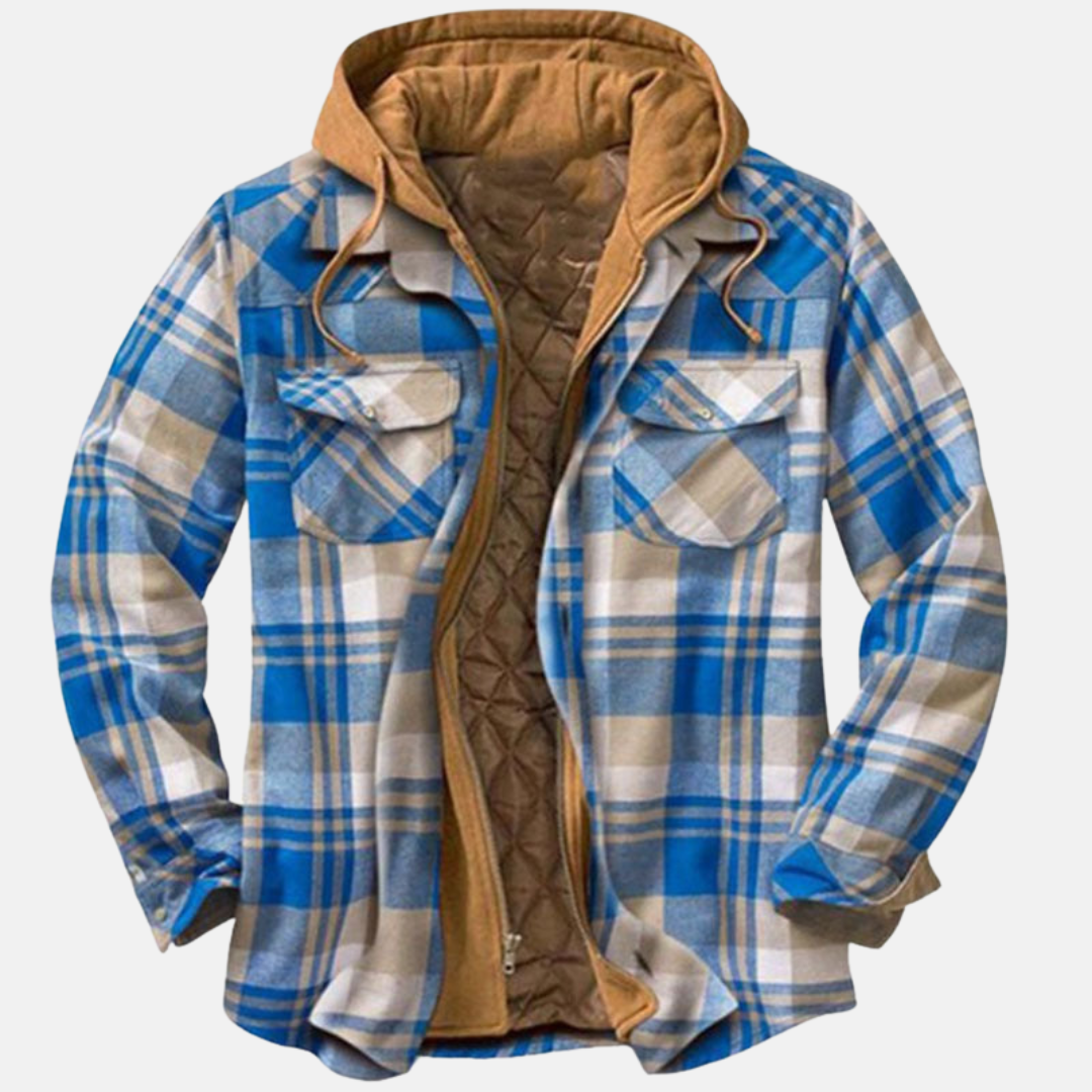 Herren Kariertjacke Warm Lässig Knöpfen Braun