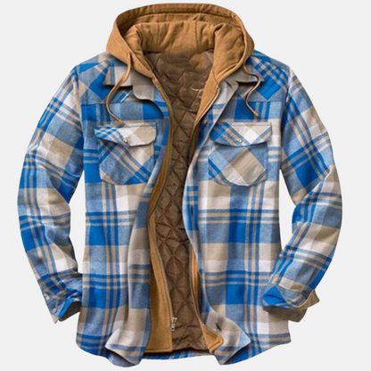Herren Kariertjacke Warm Lässig Knöpfen Braun