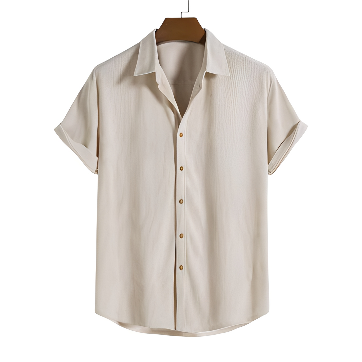 Herren Sommerhemd Leicht Kurzarm mit Knöpfen Beige - Eveloria