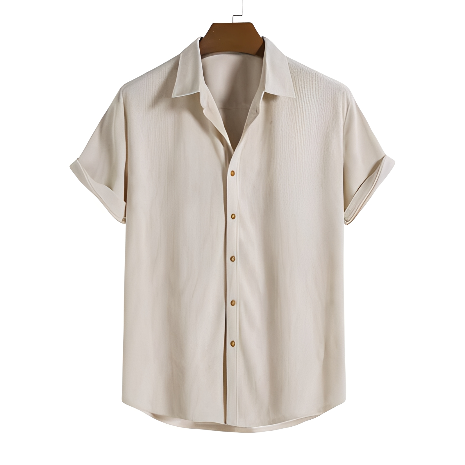 Herren Sommerhemd Leicht Kurzarm mit Knöpfen Beige - Eveloria