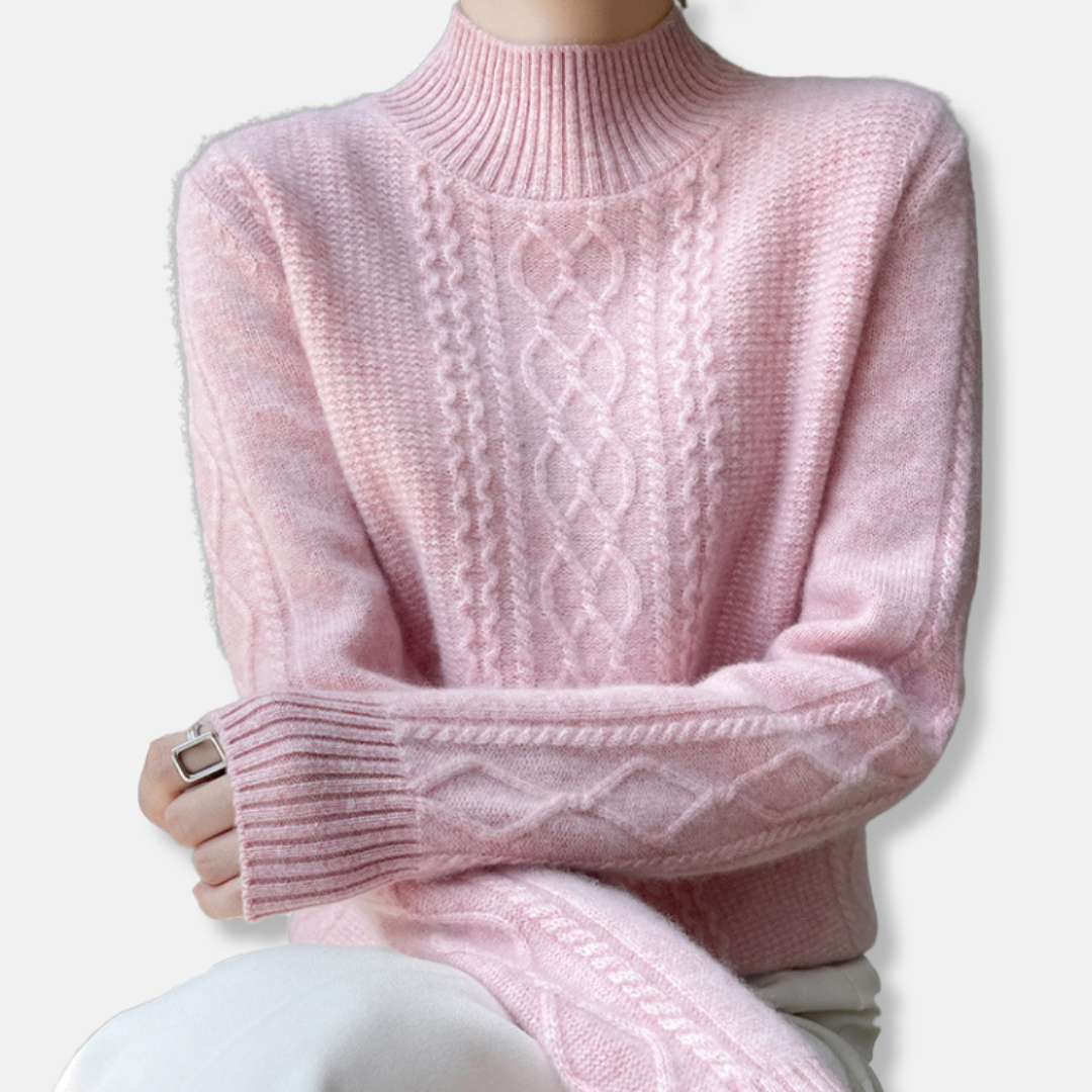 Eveloria Damen Pullover Soft-Touch Strick Lockere Passform Kabelmuster - Eveloria