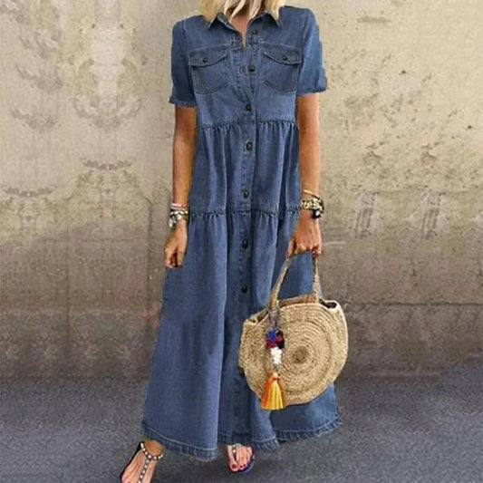Eveloria Damen Maxi-Jeanskleid - Eveloria