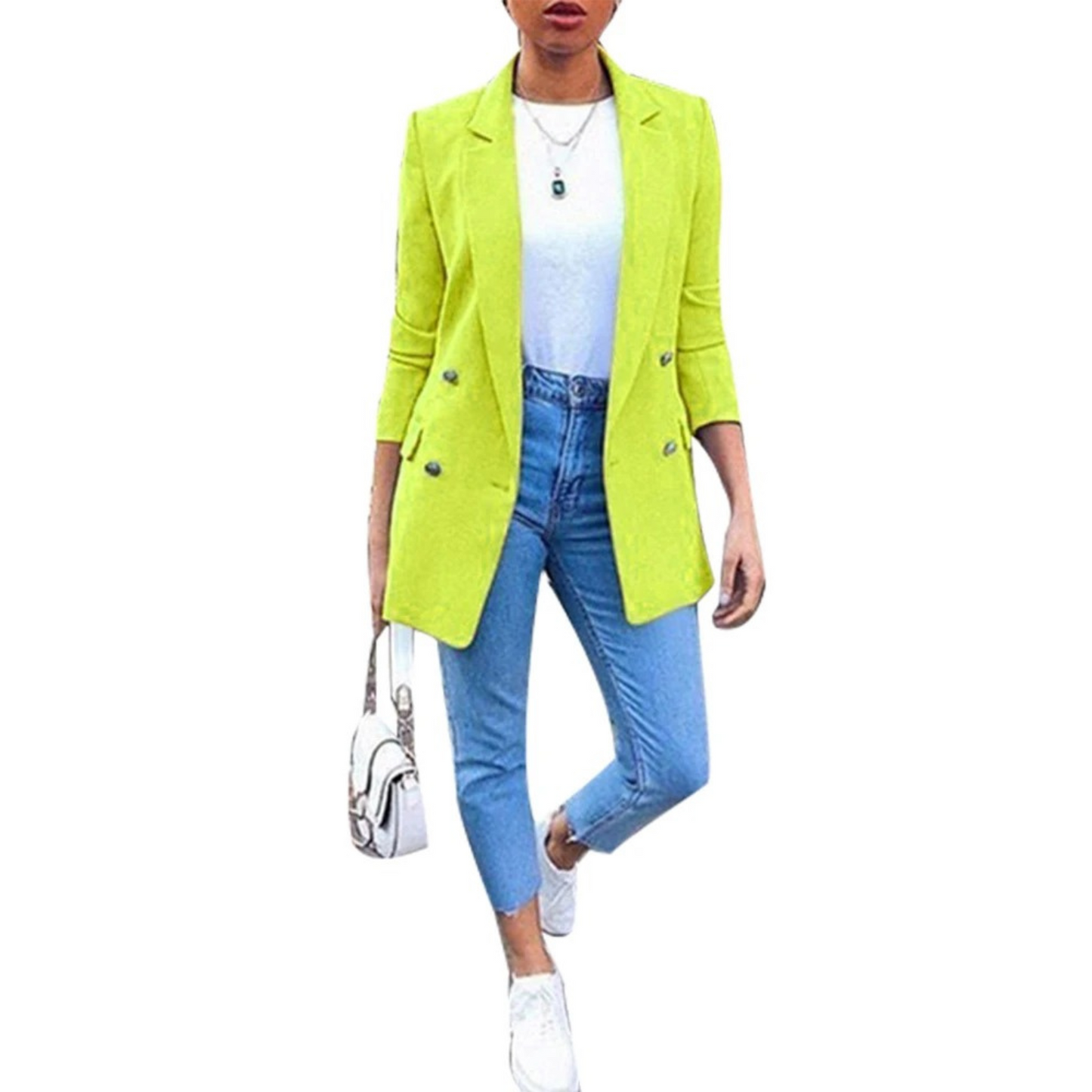 Eveloria Damen Blazer Mittellang Einfarbig