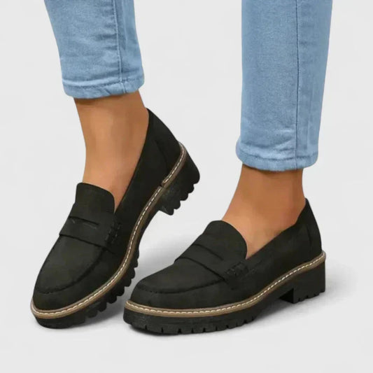 Damen Slip-On Loafer Schuhe Chunky Design Schwarz - Eveloria