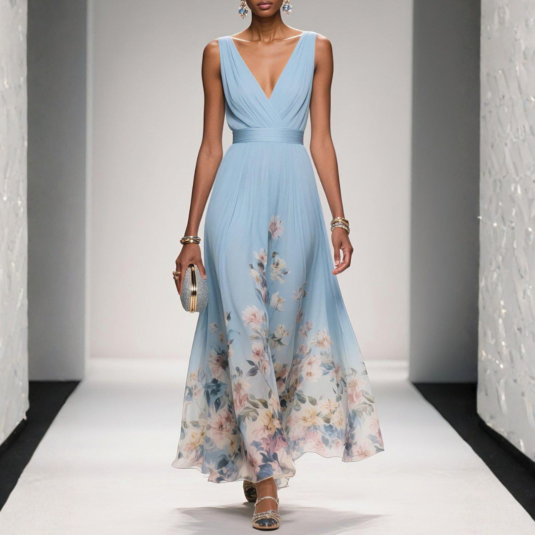 Damen Maxi Kleid Floralmuster Für Hochzeitsgäste