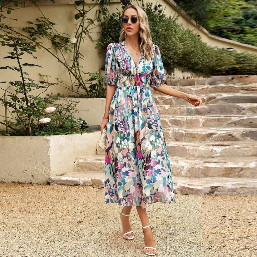 Eveloria Damen Vintage-Kleid Latzenärmel - Eveloria