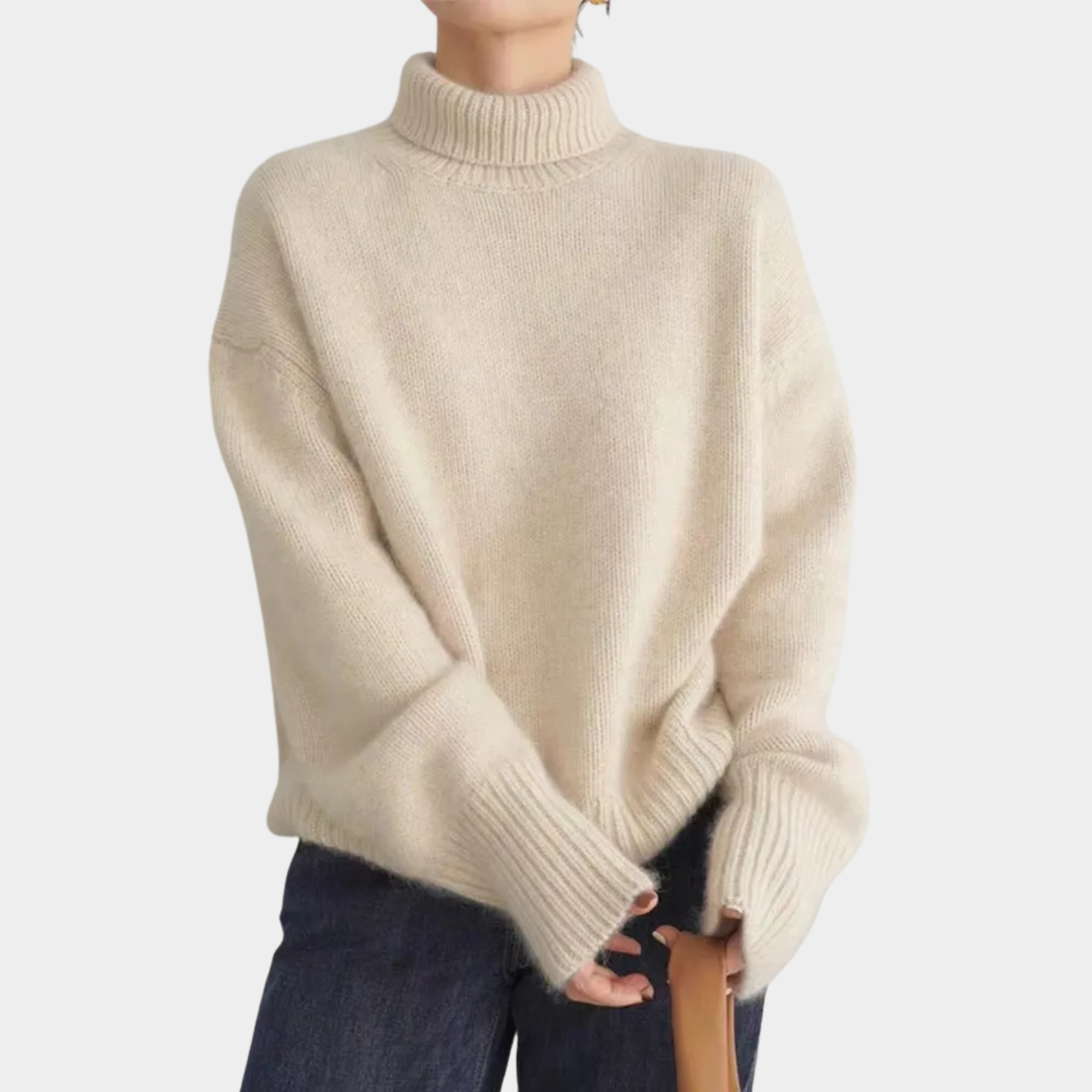 Unisex Rollkragenpullover Oversized Kuschelig Grau