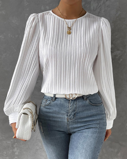 Eveloria Damen Elegant Shirt Rundhalsausschnitt