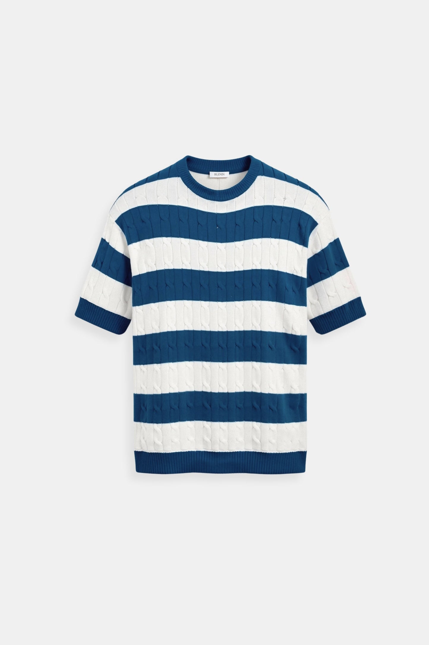 Herren Pullover Kurzärmelig Streifenmuster Bequem