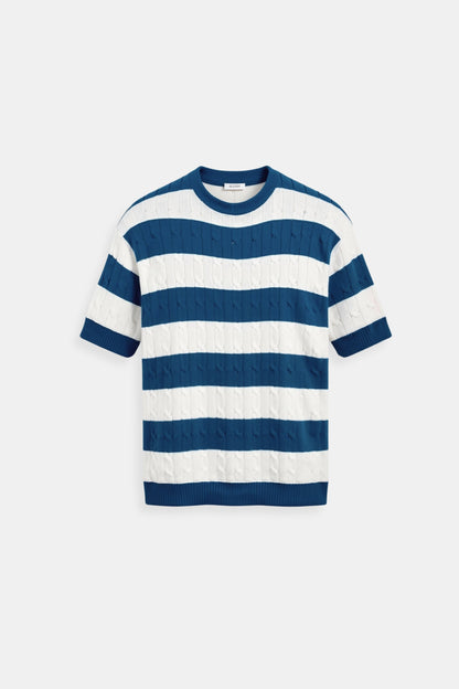 Herren Pullover Kurzärmelig Streifenmuster Bequem