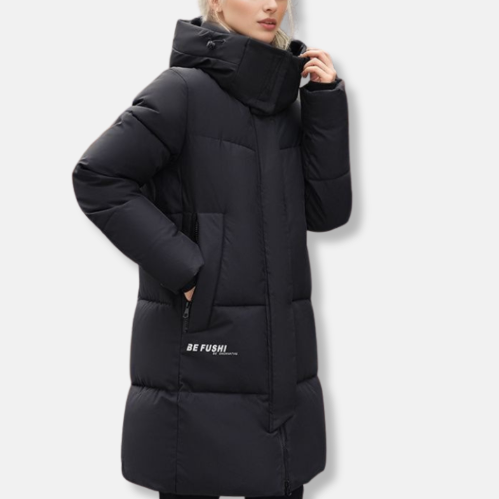 Eveloria Damen Daunenmantel Winterjacke Hochkragen Kapuze - Eveloria