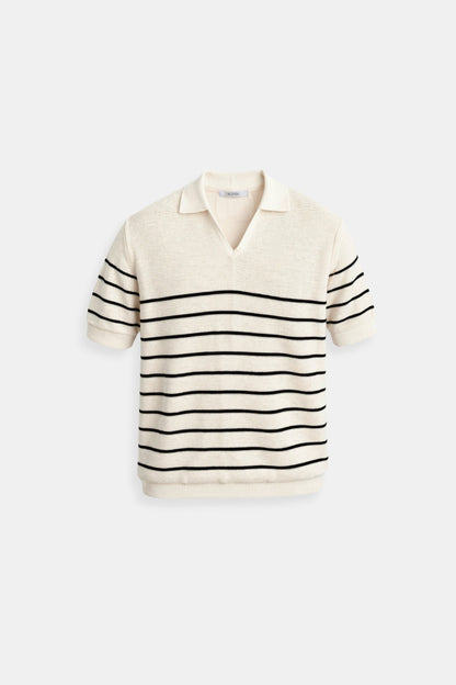 Herren Poloshirt Kurzärmelig Gestreift Blau-Weiß