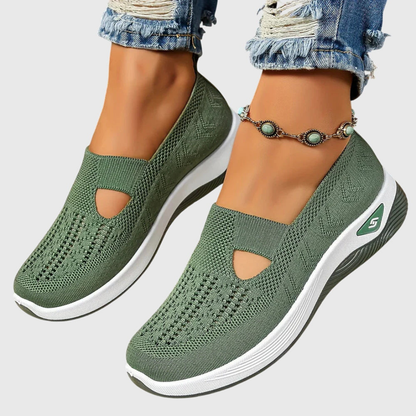 Damen Strick Sneakers Atmungsaktives Material Beige