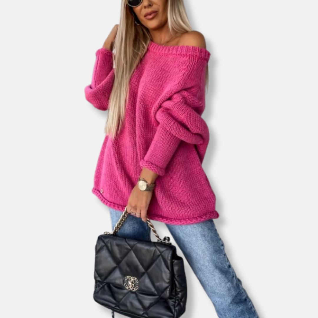 Damen Sweatshirt Oversized Off-Shoulder Balloonärmel - Eveloria