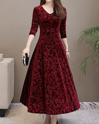 Damenkleid Mittellange Ärmel Allover-Design