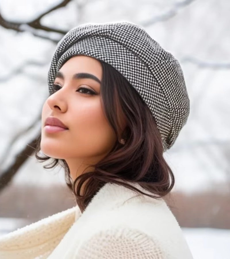Damen Strickmütze Kuschelig Beige
