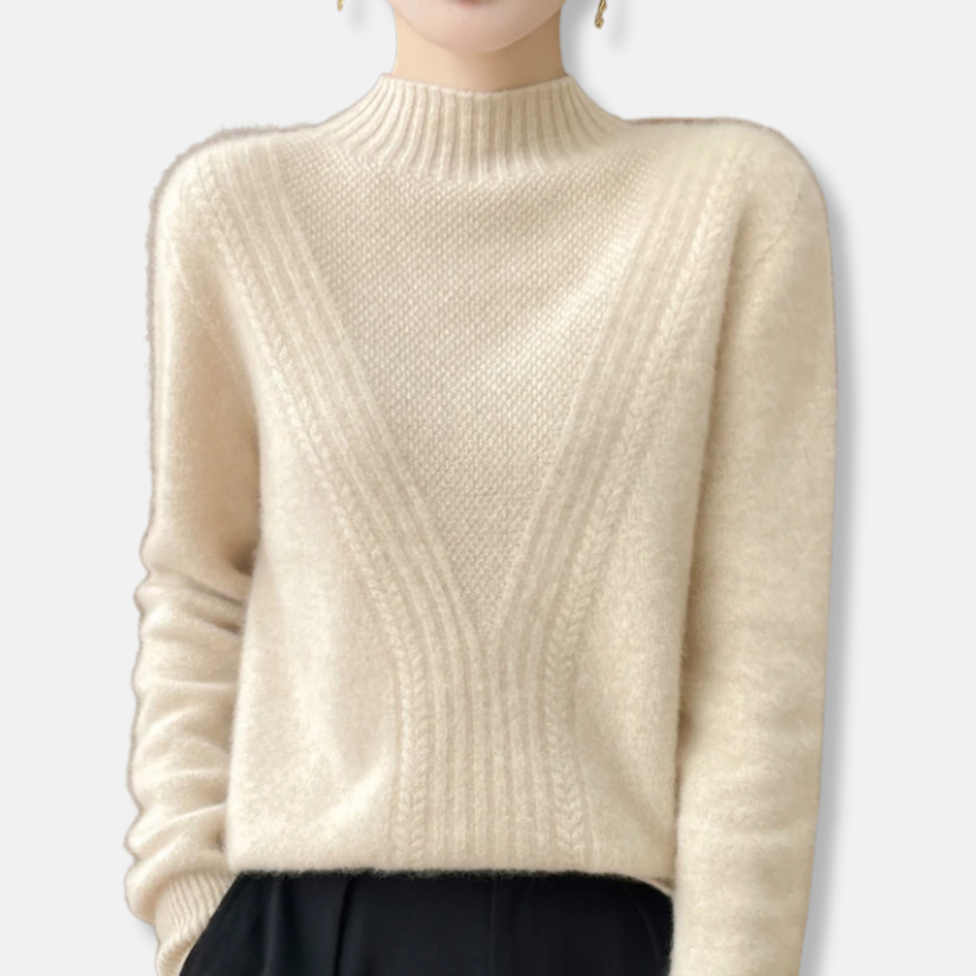 Eveloria Damen Pullover Wollmischung Lockere Passform Rippstrick