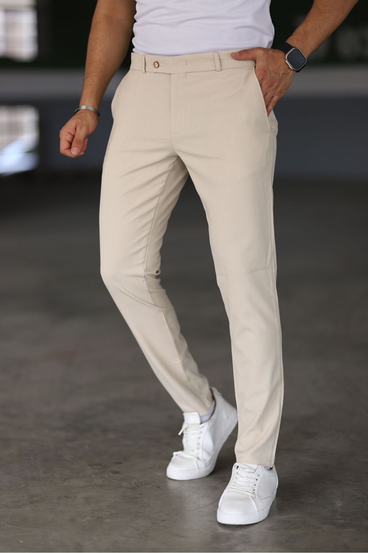 Werner Herren Chinos Slim Fit Beige Hose
