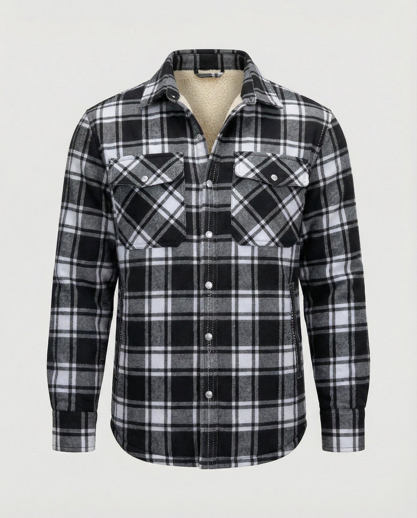 Fleecegefütterte Herren Karierte Winterjacke