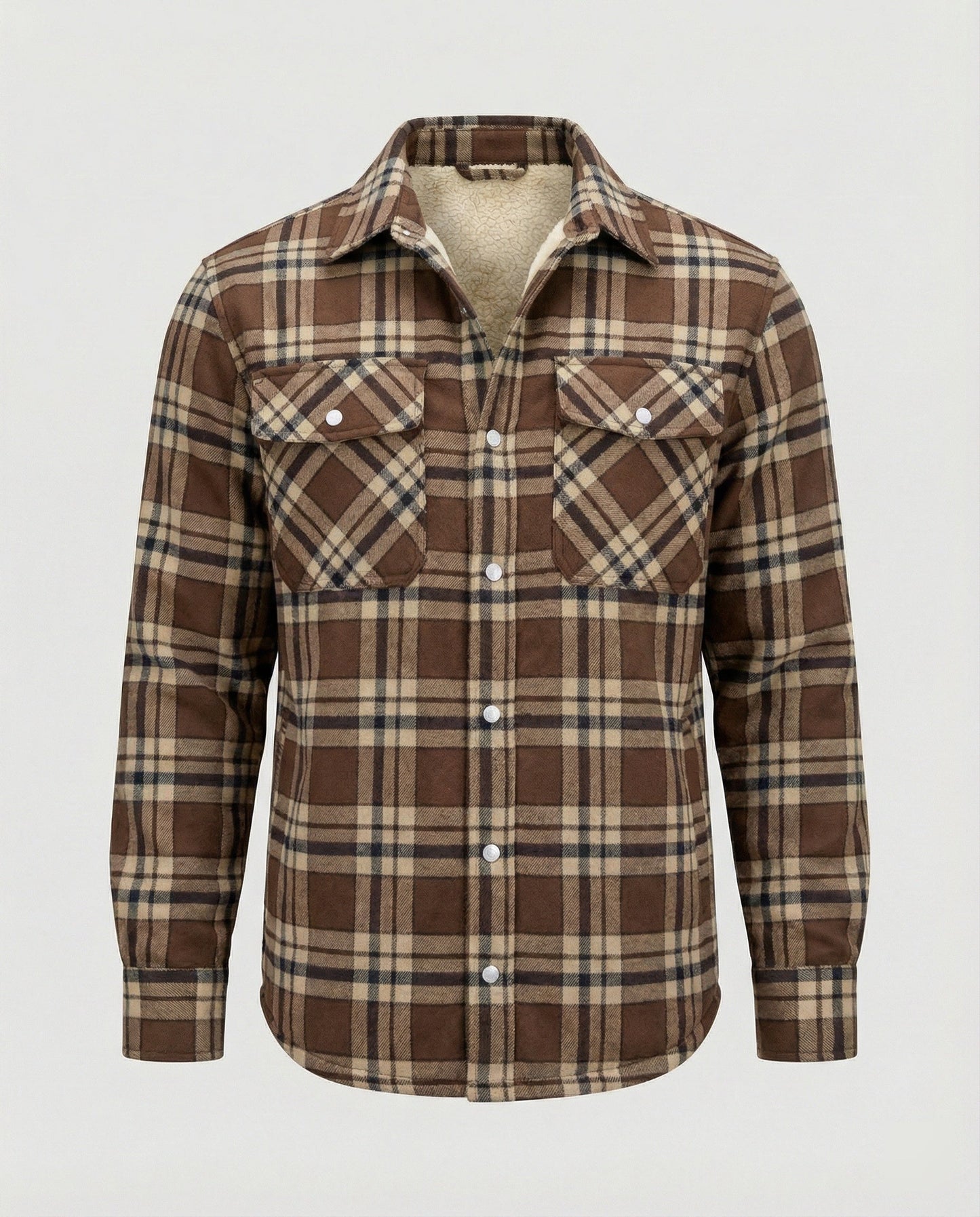 Fleecegefütterte Herren Karierte Winterjacke
