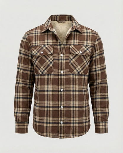 Fleecegefütterte Herren Karierte Winterjacke