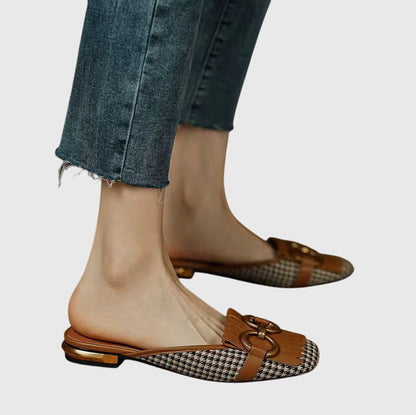 Damen Slip-On Sandalen Schnallendesign