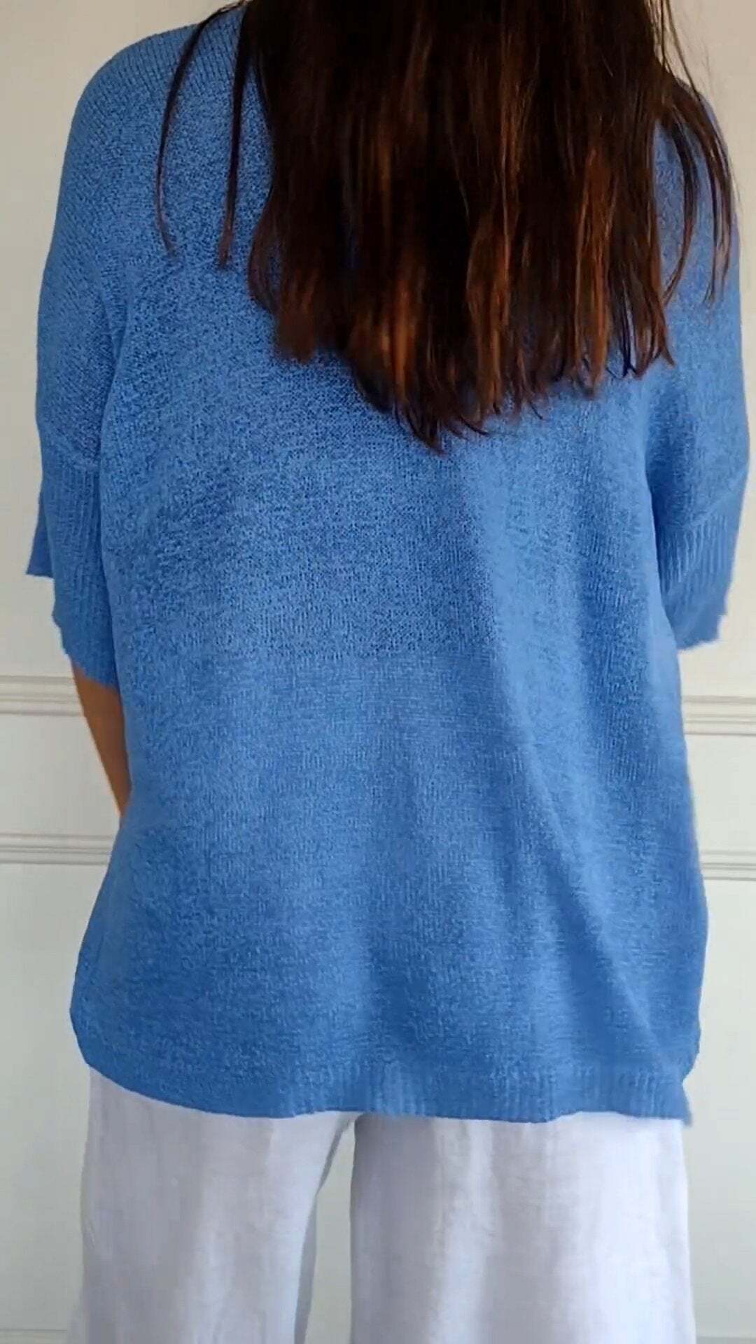 Eveloria Damen Pullover V-Ausschnitt Gestrickt