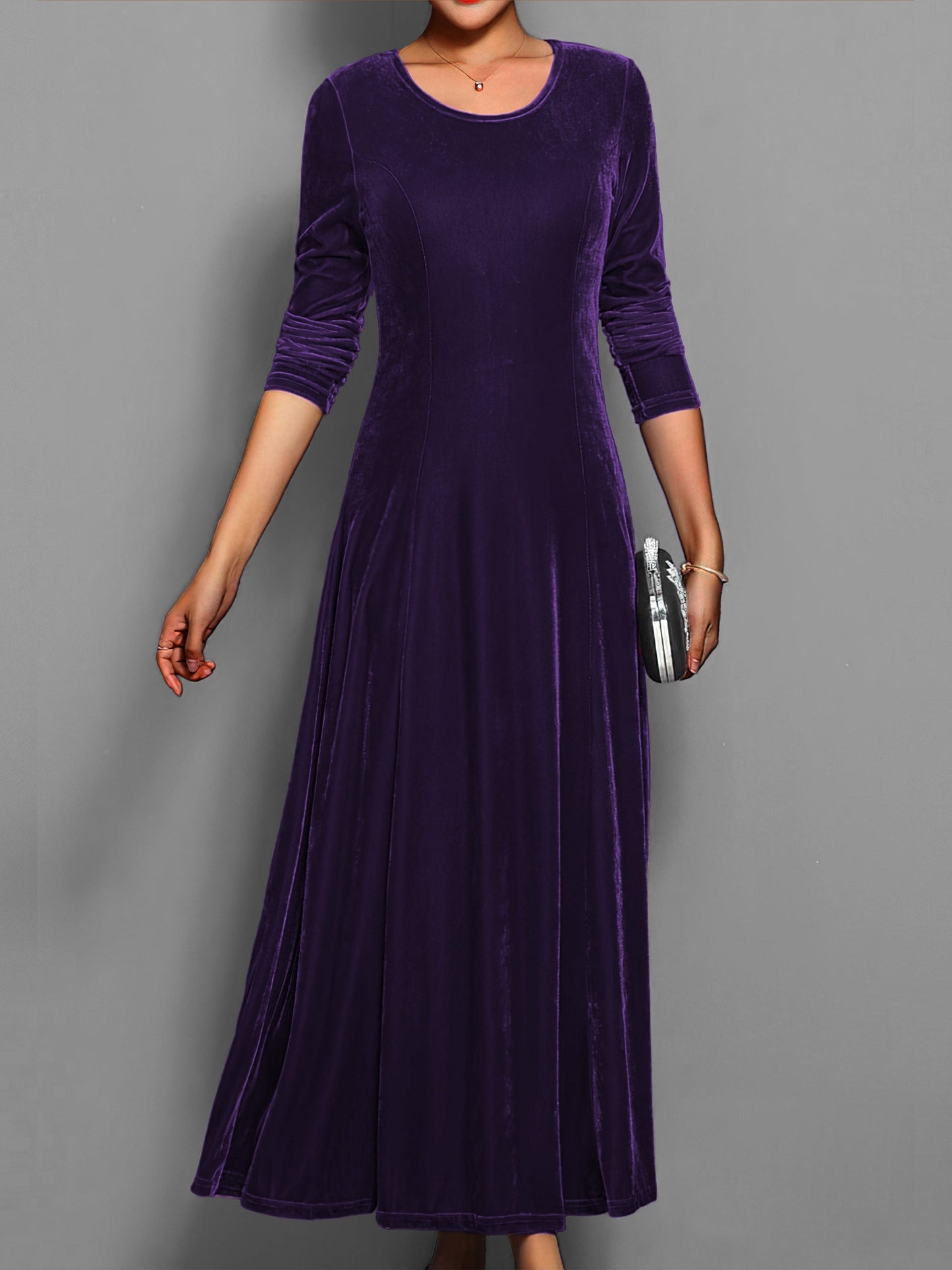Damen Slim-Fit-Kleid Lang Vollständig