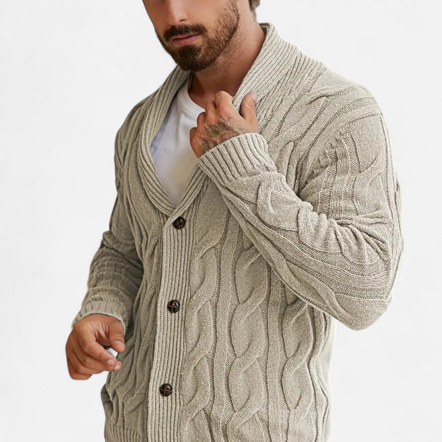 Herren Strickcardigan Klassisch Knöpfe Braun - Eveloria