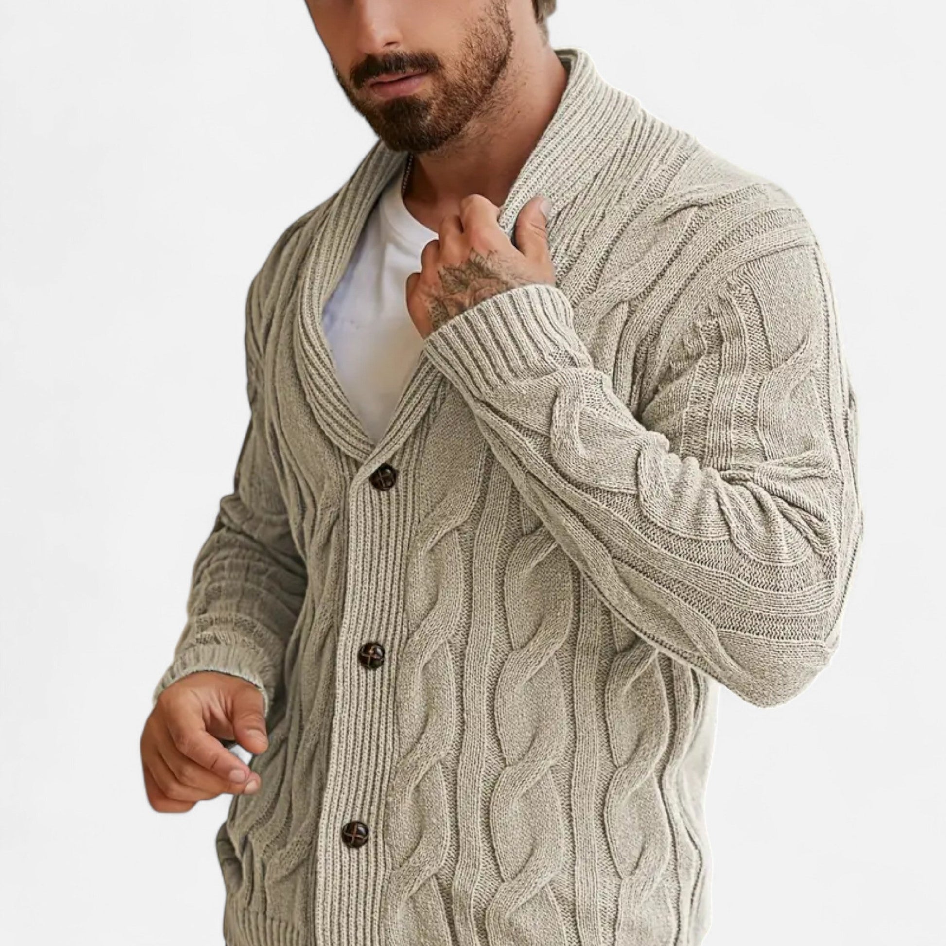Herren Strickcardigan Klassisch Knöpfe Braun - Eveloria