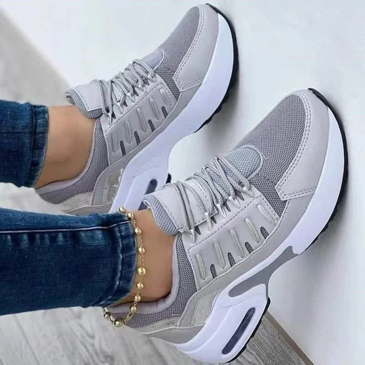 Damen Plateau Laufschuhe Schnürverschluss - Eveloria