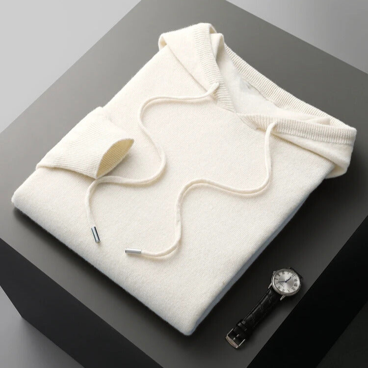 Herren Kaschmir Hoodie Weich Beige