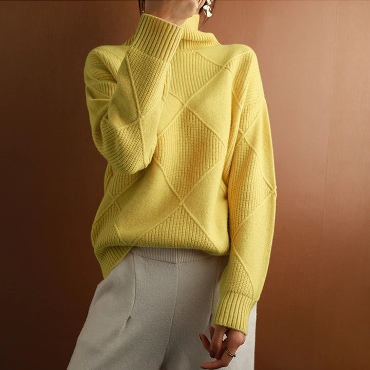 Damen Rollkragenpullover Zopfmuster Gemütlich - Eveloria