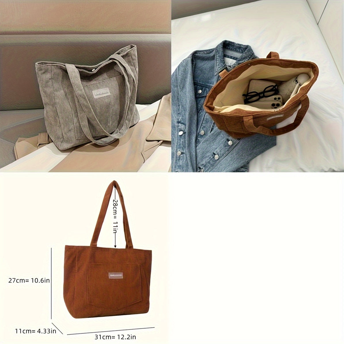 Eveloria Damen Cordtasche Elegant Braun