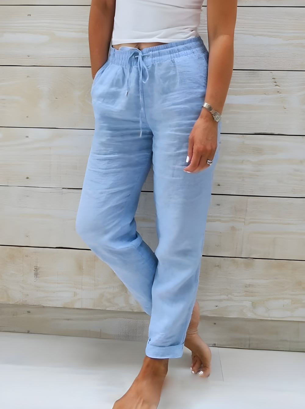Damen Baumwollhose Bequem Lockere Fit - Eveloria