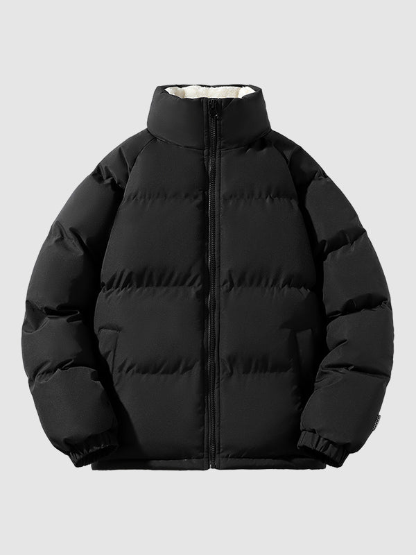 Herren Fleece-Pufferjacke Mit Kapuze Warm